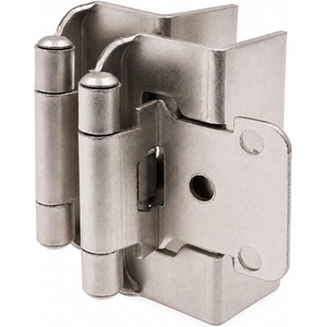 image:imageDecoBasics 12 Overlay Full Wrap Cabinet Hinges for Kitchen 25 Pair 50 Pcs Satin Brushed Nickel Around Self Closing25 Pairs Pack 50 Pcs
