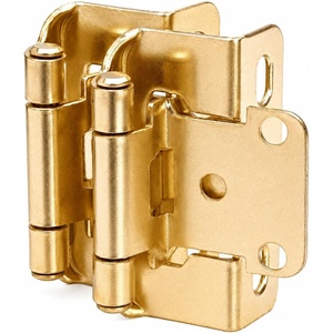 image:imageDecobasics 2 Pack 12 Overlay Brushed Nickel Cabinet Hinges for Cabinet Doors 1 Pairs  SelfClosing SemiWrap Face Frame Hinges for Cupboard amp Kitchen Doors wScrews amp Quiet BumpersBrass Plated