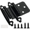 image:imageDecoBasics Cabinet Hinges Brushed Nickel for Kitchen Cabinets Doors 1 Pair 2 Pcs 12 Overlay Variable Self Closing Kitchen Cabinet Hinges Flush Mount wSilicon Bumpers amp Hardware ScrewsMatte Black