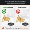 image:imageDecoBasics Cabinet Hinges Brushed Nickel for Kitchen Cabinets Doors 1 Pair 2 Pcs 12 Overlay Variable Self Closing Kitchen Cabinet Hinges Flush Mount wSilicon Bumpers amp Hardware ScrewsBrass Plated