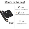 image:imageDecoBasics Cabinet Hinges Brushed Nickel for Kitchen Cabinets Doors 1 Pair 2 Pcs 12 Overlay Variable Self Closing Kitchen Cabinet Hinges Flush Mount wSilicon Bumpers amp Hardware ScrewsMatte Black