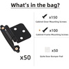 image:imageDecoBasics Cabinet Hinges Brushed Nickel for Kitchen Cabinets Doors 1 Pair 2 Pcs 12 Overlay Variable Self Closing Kitchen Cabinet Hinges Flush Mount wSilicon Bumpers amp Hardware ScrewsMatte Black