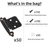image:imageDecoBasics Cabinet Hinges Brushed Nickel for Kitchen Cabinets Doors 25 Pair 50 Pcs 12 Overlay Variable Self Closing Kitchen Cabinet Hinges Flush Mount wSilicon Bumpers amp Hardware ScrewsMatte Black