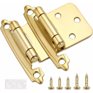 image:imageDecoBasics Cabinet Hinges Brushed Nickel for Kitchen Cabinets Doors 25 Pair 50 Pcs 12 Overlay Variable Self Closing Kitchen Cabinet Hinges Flush Mount wSilicon Bumpers amp Hardware ScrewsBrass Plated