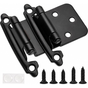 image:imageDecoBasics Cabinet Hinges Brushed Nickel for Kitchen Cabinets Doors 25 Pair 50 Pcs 12 Overlay Variable Self Closing Kitchen Cabinet Hinges Flush Mount wSilicon Bumpers amp Hardware ScrewsMatte Black