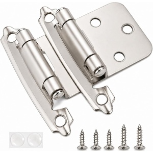 image:imageDecobasics 12 Overlay Matte Black Cabinet Hinges 1 Pair 2 Pcs Self Closing Bath amp Kitchen Cabinet Hinges Black Flush Mount wDoor Bumpers amp Upgraded ScrewsBrushed Nickel