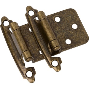 image:imageDecobasics 12 Overlay Matte Black Cabinet Hinges 1 Pair 2 Pcs Self Closing Bath amp Kitchen Cabinet Hinges Black Flush Mount wDoor Bumpers amp Upgraded ScrewsAntique Brass